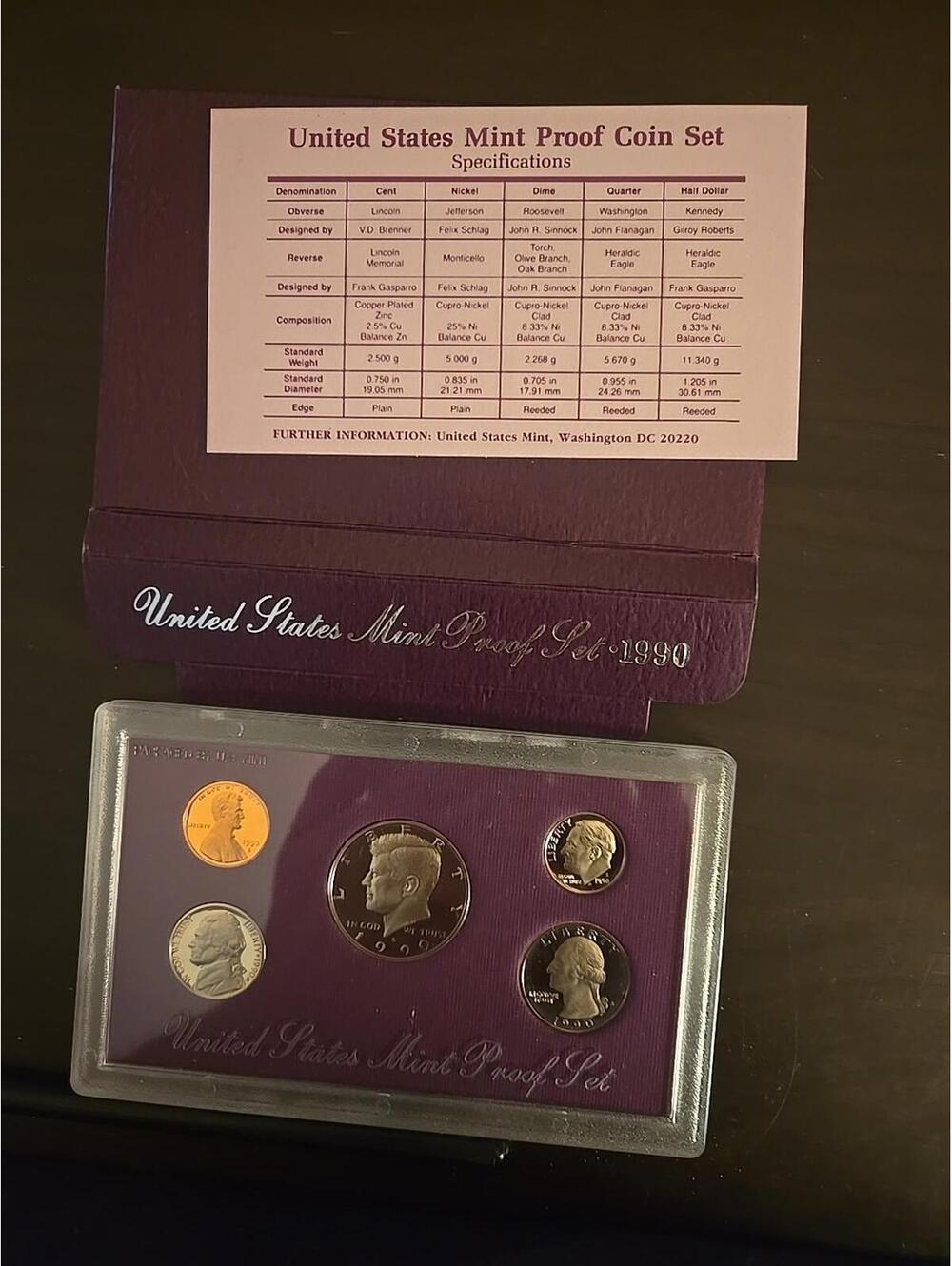 1990 Clad Proof Set U.S. Mint Original Government Packaging OGP COA